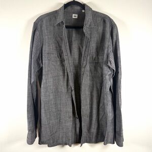 Uniqlo Men's Gray Button-Front Shirt Jacket